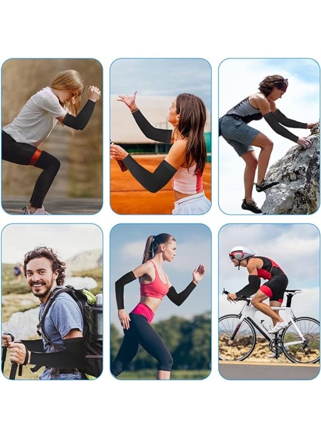 CLENEA 4 Pairs UV Sun Protection Arm Sleeves for Men Women, UPF 50 Compression Cooling Sleeves, Outdoor Sports Sleeve, UV Arm Cover, Sun Sleeves, Gardening Outdoors Sports Workouts Sunscreen Arm Sleeves - Image 5